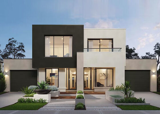 কাস্টমাইজড আধুনিক হালকা ইস্পাত কাঠামো প্রিফ্যাব্রিকেটেড ভিলা হাউস ফ্রেম মডুলার কিট 3 বেডরুমের জন্য