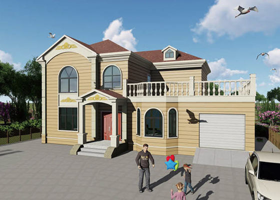 লেমিনেটেড এন্টি উইন্ড ওয়াপসি বোর্ড আল্ট্রা আধুনিক প্রিফ্যাব হোমস হালকা ইস্পাত ফ্রেম হাউস কিট