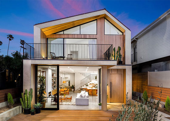 ইইউ প্রিফ্যাব্রিকেটেড লাইট স্টিল ফ্রেমিং বিগ উইন্ডোজ সহ ২ তলা মডুলার হোম অ্যাসিসি ভিলা